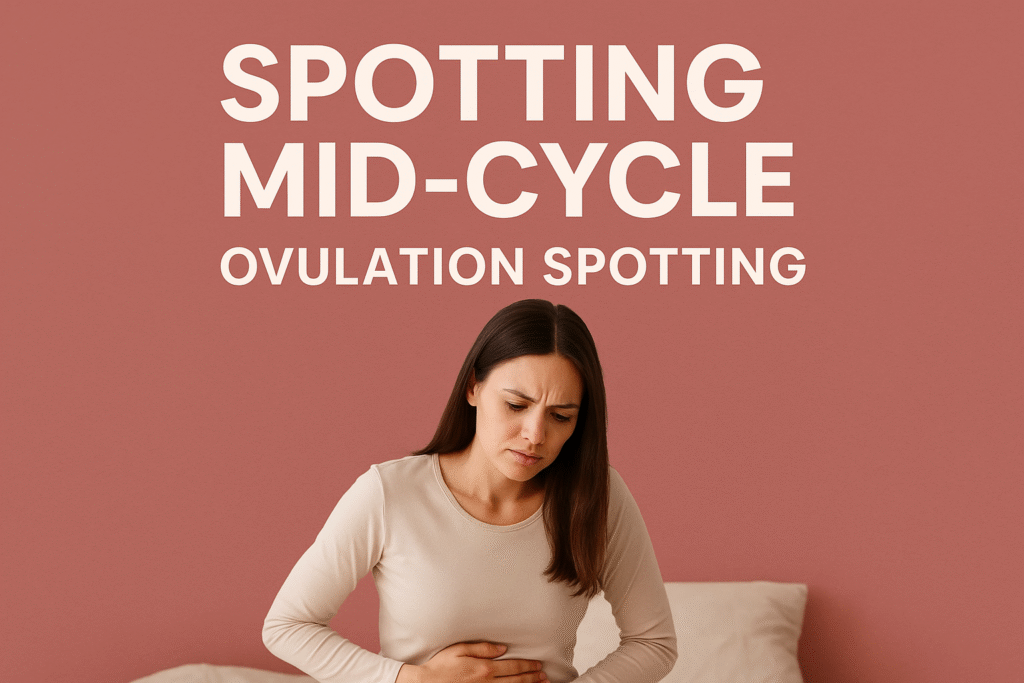 Why Is There Spotting Mid-Cycle or Is It Ovulation? Spotting in the middle of your menstrual cycle can be unsettling. You are not on your period, yet you notice light bleeding or a pink or brown discharge. This unexpected bleeding raises questions: Is it related to ovulation, or could it signal another underlying issue? Mid-cycle spotting is relatively common and can happen for different reasons. In many cases, it is linked to hormonal changes that occur during ovulation. For others, it may be connected to birth control use, infections, or conditions such as fibroids, polyps, or endometriosis. In this guide, we take a closer look at mid-cycle spotting. You will learn what ovulation spotting looks like, how it differs from other types of bleeding, when it may be a sign of an underlying condition, and the steps you can take to monitor, manage, and discuss it with your healthcare provider. Table of Contents What Is Mid-Cycle Spotting? Ovulation and How It Works What Is Ovulation Spotting? Why Spotting Happens During Ovulation How to Tell If Spotting Is From Ovulation or Something Else Other Causes of Mid-Cycle Spotting When Spotting May Be a Concern Spotting vs. Implantation Bleeding Tracking Your Cycle and Spotting Natural Remedies and Lifestyle Tips Medical Treatments for Mid-Cycle Spotting FAQs About Mid-Cycle Spotting Final Thoughts 1. What Is Mid-Cycle Spotting? Mid-cycle spotting refers to light vaginal bleeding that occurs between periods, usually around the middle of the menstrual cycle. Unlike a regular period, which involves a steady flow of blood lasting several days, spotting is much lighter and often short-lived. What It Looks Like Spotting can vary in appearance and may show up as: Pink or light red streaks on underwear or toilet tissue Brown or rust-colored discharge, which indicates older blood leaving the body Just a few drops of blood, not enough to require a pad or tampon How Common Is It? Mid-cycle spotting is not unusual. Research suggests that about 10–15% of women experience light bleeding during ovulation. For most, it is harmless and simply reflects normal hormonal shifts. Why It Matters Although spotting is often benign, it can sometimes point to an underlying condition such as hormonal imbalance, thyroid issues, infections, fibroids, or endometriosis. Because of this, it’s important to pay attention to the timing, frequency, and characteristics of the bleeding. Keeping track of these details can help distinguish between normal ovulation-related spotting and bleeding that requires medical evaluation. 2. Ovulation and How It Works To understand why spotting might happen mid-cycle, it helps to look closely at how ovulation works and what happens hormonally throughout the menstrual cycle. The menstrual cycle is typically divided into three main phases: Follicular Phase (Day 1–14 in a 28-Day Cycle) Starts on the first day of menstruation. The pituitary gland releases follicle-stimulating hormone (FSH), which helps several ovarian follicles mature. One follicle usually becomes dominant and prepares to release an egg. Estrogen levels rise, thickening the uterine lining (endometrium) in preparation for possible implantation. Ovulation (Around Day 14 in a 28-Day Cycle) Triggered by a surge in luteinizing hormone (LH). The mature egg is released from the dominant follicle in the ovary. Estrogen peaks just before ovulation, and progesterone begins to rise immediately afterward. The egg travels into the fallopian tube, where it can be fertilized within about 12–24 hours. Luteal Phase (Day 15–28) The ruptured follicle transforms into the corpus luteum, which produces progesterone. Progesterone stabilizes and thickens the uterine lining further, creating an ideal environment for embryo implantation. If pregnancy does not occur, the corpus luteum breaks down, hormone levels drop, and menstruation begins. 👉 Ovulation is more than just egg release. It represents a delicate hormonal transition — shifting from estrogen dominance to a balance of estrogen and progesterone. This hormonal fluctuation is one of the main reasons some women experience spotting during ovulation. 3. What Is Ovulation Spotting? Ovulation spotting is a brief episode of light bleeding that occurs right around the time an egg is released, usually mid-cycle. While not all women experience it, for those who do, it can be a useful physical sign of fertility. Key Characteristics of Ovulation Spotting Timing: Occurs between day 12–16 in a 28-day cycle (depending on individual cycle length). Duration: Typically lasts 1–2 days, rarely longer. Flow: Very light — may appear as pink, red, or brown streaks, never heavy enough to resemble a period. Other Accompanying Signs of Ovulation: Fertile cervical mucus (clear, slippery, and stretchy, like raw egg whites) Mild pelvic discomfort or twinges on one side of the lower abdomen (known as mittelschmerz) Increased libido or heightened sexual desire Slight rise in basal body temperature (BBT) after ovulation How It Differs From a Period Unlike menstrual bleeding, ovulation spotting is: Short-lived Very light in flow Not associated with shedding of the uterine lining Often accompanied by fertile signs rather than premenstrual symptoms For many women, ovulation spotting is harmless and simply reflects the natural hormonal changes of the cycle. However, if bleeding is heavy, persistent, or unpredictable, it may point to other causes that should be evaluated by a healthcare provider. 4. Why Spotting Happens During Ovulation Not every woman experiences ovulation spotting, but for those who do, the cause is usually tied to natural changes happening in the body at mid-cycle. The most common explanations include: 1. Hormonal Fluctuations Just before ovulation, estrogen levels peak to trigger the release of the egg. Immediately after the egg is released, estrogen briefly dips before progesterone rises. This sudden hormonal shift can cause a temporary destabilization of the uterine lining, leading to light bleeding or spotting. 2. Follicle Rupture (Egg Release) When the ovarian follicle bursts to release a mature egg, a small amount of bleeding may occur at the ovary itself. While this bleeding doesn’t come directly from the uterus, it can mix with cervical mucus and appear as light spotting. This is less common but still a recognized cause. 3. Cervical Changes During ovulation, the cervix becomes softer and more vascular, meaning it has an increased blood supply. Because of this, even minor irritation — such as sexual intercourse or a pelvic exam — can trigger light spotting. 👉 In most cases, ovulation-related spotting is completely normal, harmless, and short-lived. It’s usually not a sign of disease, especially if it occurs predictably each cycle. 5. How to Tell If Spotting Is From Ovulation or Something Else Spotting during the menstrual cycle isn’t always linked to ovulation. To figure out the cause, it’s important to look at timing, duration, flow, and associated symptoms. Signs It’s Likely Ovulation Spotting Occurs mid-cycle, around days 12–16 in a typical 28-day cycle Appears consistently at the same time each month Lasts only 1–2 days Flow is very light — pink or brown rather than bright red Accompanied by other ovulation signs: fertile cervical mucus, mild one-sided pelvic cramps (mittelschmerz), or increased libido Signs It May Be Something Else Spotting occurs randomly throughout the cycle, not just mid-cycle Lasts for several days or is heavier, requiring pads or tampons Accompanied by pelvic pain, fever, or foul-smelling discharge (possible infection) Happens regularly after sex, which may point to cervical issues Occurs with missed, irregular, or very short cycles 👉 If your spotting doesn’t fit the typical ovulation pattern, it could be linked to other causes such as hormonal imbalances, infections, or structural issues in the reproductive system. Keeping track of the details and discussing them with a healthcare provider can help determine the exact cause. 6. Other Causes of Mid-Cycle Spotting While ovulation is one of the most common explanations for mid-cycle spotting, it is not the only one. Several other factors can trigger light bleeding between periods. a) Hormonal Imbalances Low progesterone: If progesterone levels after ovulation are insufficient, the uterine lining may shed in small amounts, leading to spotting. Thyroid disorders: Both underactive (hypothyroidism) and overactive (hyperthyroidism) thyroid conditions can disrupt menstrual cycles. Polycystic ovary syndrome (PCOS): PCOS often causes irregular ovulation and unpredictable spotting due to hormone fluctuations. b) Birth Control and Hormonal Medications Starting, stopping, or missing pills can cause withdrawal bleeding or irregular spotting. Hormonal IUDs, implants, or injectables may lead to breakthrough bleeding, especially in the first few months of use. c) Infections and Cervical Issues Sexually transmitted infections (STIs): Infections such as chlamydia or gonorrhea can cause cervical inflammation and bleeding. Cervicitis: Inflammation of the cervix often results in light bleeding, especially after sex. Cervical ectropion: A benign condition where delicate glandular tissue extends onto the cervix, making it more prone to bleeding. d) Structural Causes Uterine fibroids: Noncancerous growths in the uterus that can lead to spotting, heavy periods, or pelvic pressure. Endometrial polyps: Small tissue growths inside the uterus that may cause irregular bleeding. Adenomyosis: A condition where endometrial tissue grows into the muscular wall of the uterus, often linked with heavy periods and spotting. e) Early Pregnancy Implantation bleeding may occur when a fertilized egg attaches to the uterine lining. This usually happens about 6–12 days after ovulation and can sometimes be mistaken for mid-cycle spotting. f) Perimenopause As women approach menopause, estrogen and progesterone levels fluctuate unpredictably. These hormonal shifts can cause irregular cycles, breakthrough bleeding, or spotting between periods. 7. When Spotting May Be a Concern Most mid-cycle spotting is mild and harmless, especially if it occurs consistently around ovulation. However, it’s important to pay attention to certain warning signs. You should consult a healthcare provider if: The spotting is heavy enough to require pads or tampons. It lasts longer than 2–3 days. It is accompanied by severe pelvic or abdominal pain. There is unusual vaginal odor, discharge, or fever, which may suggest infection. You are postmenopausal but experience spotting. Spotting occurs frequently after sex, which could signal cervical or vaginal issues. 👉 In these situations, spotting may be a sign of an underlying medical condition that needs evaluation. 8. Spotting vs. Implantation Bleeding Many women confuse ovulation spotting with implantation bleeding, since both are light, short episodes of bleeding. However, the timing and context are different. Feature Ovulation Spotting Implantation Bleeding Timing Mid-cycle (around day 12–16 in a 28-day cycle) 6–12 days after ovulation, close to expected period Duration 1–2 days 1–3 days Flow Very light, often pink or brown Very light, pink or brown Associated Signs Fertile cervical mucus, ovulation cramps (mittelschmerz), increased libido Early pregnancy signs such as fatigue, breast tenderness, nausea 👉 If spotting occurs about a week before your expected period, implantation bleeding is a possibility, especially if accompanied by early pregnancy symptoms. A pregnancy test after a missed period is the only way to confirm. 9. Tracking Your Cycle and Spotting Keeping track of your menstrual cycle is one of the most effective ways to understand whether mid-cycle spotting is normal ovulation bleeding or linked to another cause. Careful observation helps you recognize patterns and provides valuable information for your healthcare provider if concerns arise. Tools You Can Use Period Tracking Apps Digital apps allow you to log menstrual dates, spotting episodes, cervical mucus changes, mood, and symptoms. Many can also predict fertile days based on your cycle history. Ovulation Predictor Kits (OPKs) These test strips detect surges in luteinizing hormone (LH), which occurs right before ovulation. If spotting coincides with a positive OPK result, it’s likely ovulation-related. Basal Body Temperature (BBT) Charting By measuring your body temperature every morning before getting out of bed, you can spot the slight rise (0.3–0.6°C / 0.5–1°F) that occurs after ovulation. Recording spotting alongside your BBT chart helps confirm timing. Cervical Mucus Monitoring Cervical mucus becomes clear, slippery, and stretchy (egg-white consistency) during ovulation. If spotting appears with these changes, it strengthens the likelihood that it’s ovulation spotting. 👉 Documenting spotting episodes across multiple cycles provides a clear picture of whether bleeding is tied to ovulation or whether it occurs unpredictably, which may warrant further evaluation. 10. Natural Remedies and Lifestyle Tips If ovulation spotting is mild and harmless, it usually doesn’t require medical treatment. However, lifestyle adjustments can help promote hormonal balance and reduce irregular bleeding. 1. Maintain a Balanced Diet Include healthy fats (avocados, nuts, olive oil) to support hormone production. Eat lean protein for steady energy and hormonal regulation. Focus on fiber-rich foods (whole grains, vegetables, legumes) to support estrogen metabolism. 2. Manage Stress Chronic stress raises cortisol, which can interfere with reproductive hormones. Practices such as meditation, yoga, journaling, or deep-breathing exercises can help keep stress in check. 3. Prioritize Quality Sleep Inadequate sleep disrupts melatonin and cortisol, which influence reproductive hormones. Aim for 7–9 hours of restful sleep each night. 4. Balance Exercise Moderate, regular activity supports hormone health. Avoid over-exercising or under-eating, as both can suppress ovulation and cause irregular bleeding. 5. Support Gut Health A balanced microbiome helps regulate how estrogen is processed in the body. Include probiotic-rich foods (yogurt, kefir, sauerkraut) and prebiotic fibers (bananas, garlic, onions). 👉 These strategies won’t stop ovulation spotting entirely, but they can reduce cycle irregularities and support overall reproductive health. 11. Medical Treatments for Mid-Cycle Spotting In most cases, mid-cycle spotting related to ovulation doesn’t require treatment. However, if the bleeding is frequent, heavy, or caused by an underlying condition, medical care may be necessary. Treatment depends on the root cause: 1. Hormonal Therapy Birth control pills or patches can regulate cycles and prevent hormonal fluctuations that trigger spotting. Progesterone supplements may be prescribed if low progesterone after ovulation is the cause. 2. Thyroid Medications If thyroid disorders (hypothyroidism or hyperthyroidism) are responsible, your doctor may prescribe medication to restore normal thyroid function, which often stabilizes menstrual cycles. 3. Treatment for Infections Antibiotics or antivirals may be required if spotting is linked to sexually transmitted infections (STIs) or cervicitis. Treating the infection usually resolves spotting once inflammation subsides. 4. Procedures or Surgery Uterine fibroids or endometrial polyps may be treated with minimally invasive surgery (such as hysteroscopic removal). Endometriosis may require laparoscopic surgery in severe cases. 5. Fertility Treatments If irregular ovulation and mid-cycle spotting are linked to infertility, doctors may recommend fertility medications (like clomiphene citrate or letrozole) or assisted reproductive technologies (ART) to help regulate ovulation and improve conception chances. 👉 Always consult a healthcare provider before starting or adjusting any treatment, as the right approach depends on the individual’s medical history and the specific cause of spotting. 12. FAQs About Mid-Cycle Spotting Q: Is ovulation spotting a sign of fertility? Yes. Ovulation spotting often indicates that ovulation has occurred, which is the most fertile time in the cycle. However, not all fertile cycles involve spotting, so its absence doesn’t mean you aren’t ovulating. Q: Can ovulation spotting happen every month? It can, but not always. Some women experience it consistently, while others only notice it occasionally—or not at all. Q: Should I worry if I only spot sometimes mid-cycle? No. Occasional spotting around ovulation is usually harmless. However, if spotting is new, heavier than usual, or persists for several cycles, it’s best to check with a doctor to rule out other causes. Q: Does spotting mean I can’t get pregnant? Not at all. Ovulation spotting does not interfere with fertility. In fact, because it can coincide with your most fertile window, some women use it as a natural sign to time intercourse for conception. Q: How can I tell if spotting is from ovulation or implantation? Timing is key. Ovulation spotting happens mid-cycle (days 12–16 in a typical 28-day cycle), while implantation bleeding occurs about a week before your expected period (6–12 days after ovulation). 13. Final Thoughts Spotting in the middle of your cycle can feel confusing — especially when you’re not expecting bleeding outside of your period. The important thing to remember is that not all spotting is a cause for alarm. For many women, it’s simply ovulation spotting, a natural byproduct of hormonal changes that occur when the body releases an egg. That said, spotting can sometimes act as a signal. Persistent or unusual bleeding may point to conditions like hormonal imbalance, thyroid disorders, infections, fibroids, or polyps. While these issues vary in severity, most are treatable once properly identified. How to Put This Into Practice Track your cycle: Use an app, OPKs, or a simple journal to note when spotting happens. Look for patterns: If spotting consistently lines up with mid-cycle changes and is light and brief, it’s most likely linked to ovulation. Watch for red flags: Heavy bleeding, prolonged spotting, postmenopausal bleeding, or spotting with pain or unusual discharge should be checked by a healthcare professional. Empowering Perspective Think of spotting as your body’s way of communicating. Rather than something to fear, it’s a clue — helping you understand your cycle, recognize your fertile window, and stay alert to your reproductive health. 👉 If spotting is light, predictable, and short-lived, it’s usually a normal part of ovulation. 👉 If it’s new, irregular, or troubling, don’t ignore it — seek guidance from your healthcare provider. By learning to interpret these signs, you’re not just easing unnecessary worry — you’re taking proactive steps toward better reproductive awareness, fertility understanding, and overall health. Mid-Cycle Spotting